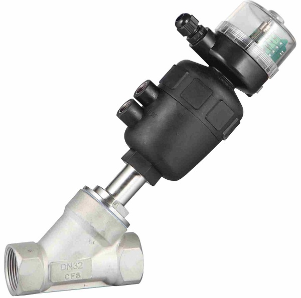 Valve de siège d'angle à vis sanitaire en acier inoxydable 304/316L 